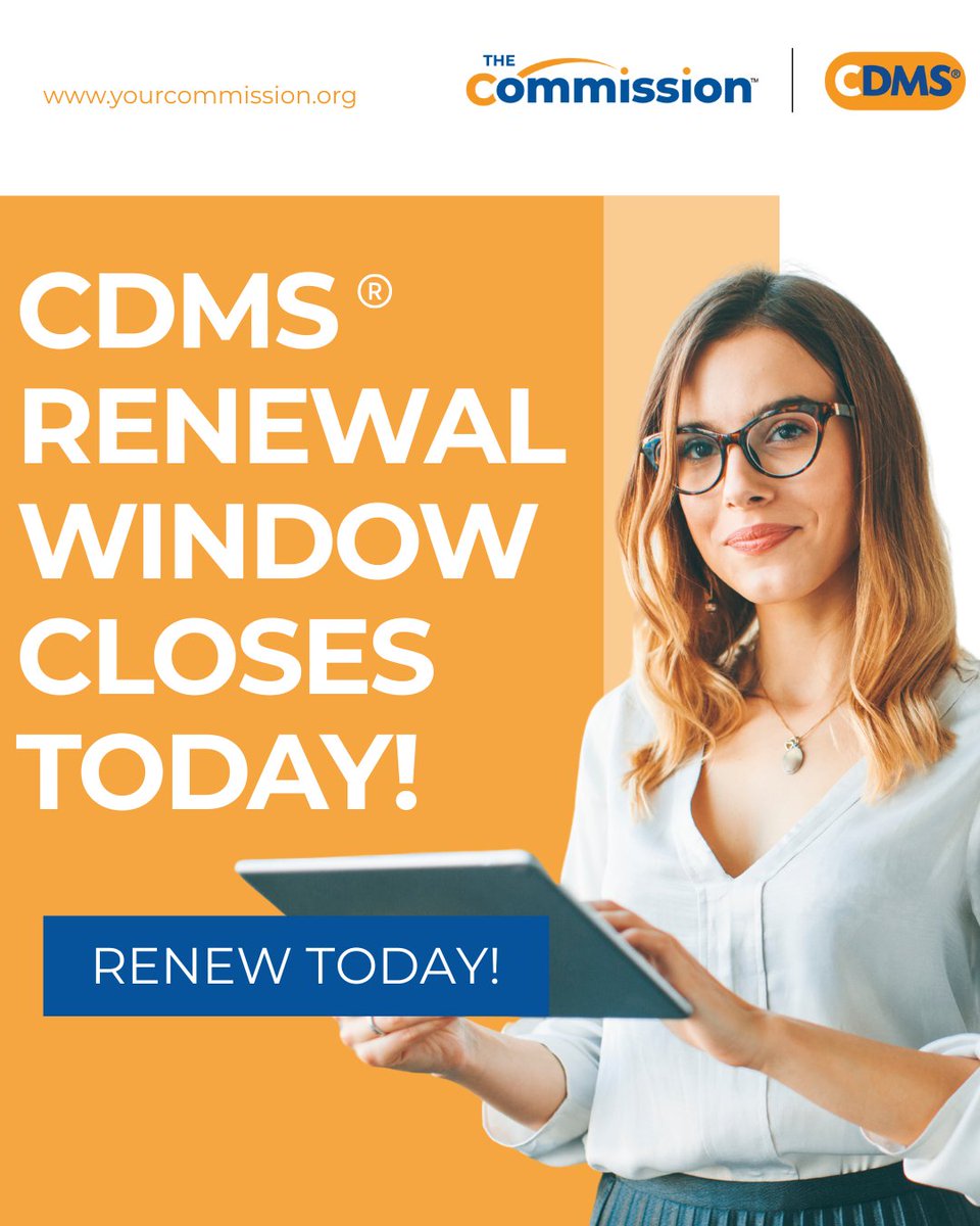 your_commission's tweet image. Last call! The CDMS® March 2026 renewal window closes today. #CDMS
ow.ly/T9br50YmH13