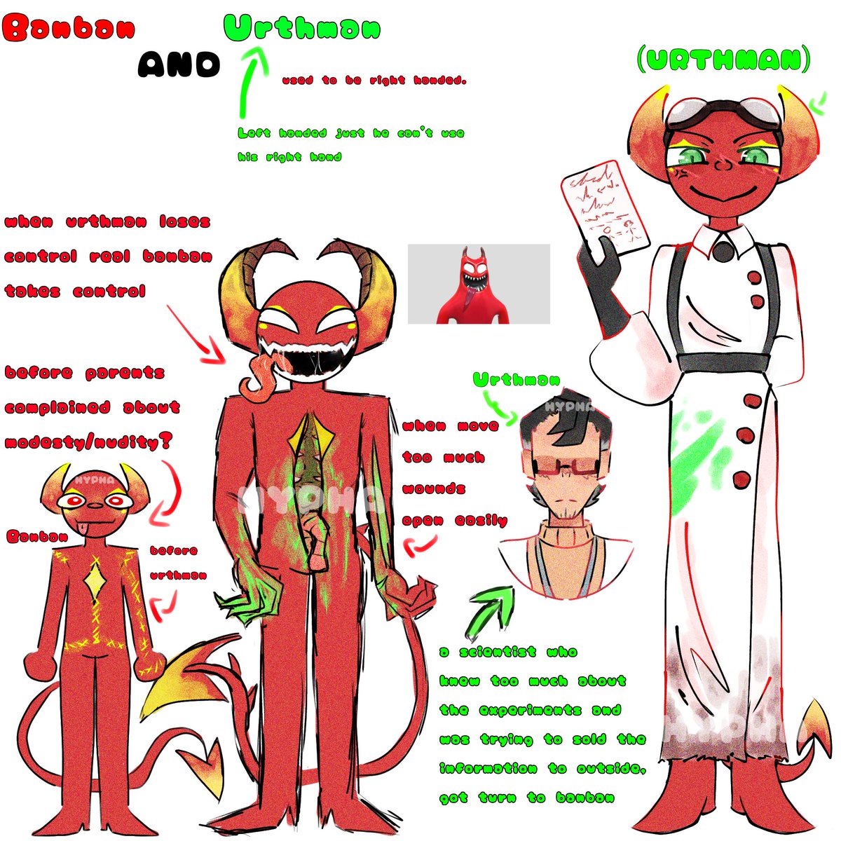 Hypha520's tweet photo. Redesigning banban characters because they deserve more love and lore p2!

Today's victim "banban"
I forgot to write that he's a scientist teacher in the school in my au!

#gartenofbanban
#banbanfanart
#banban
#gartenofbanbanau https://t.co/6vorfJW9v4