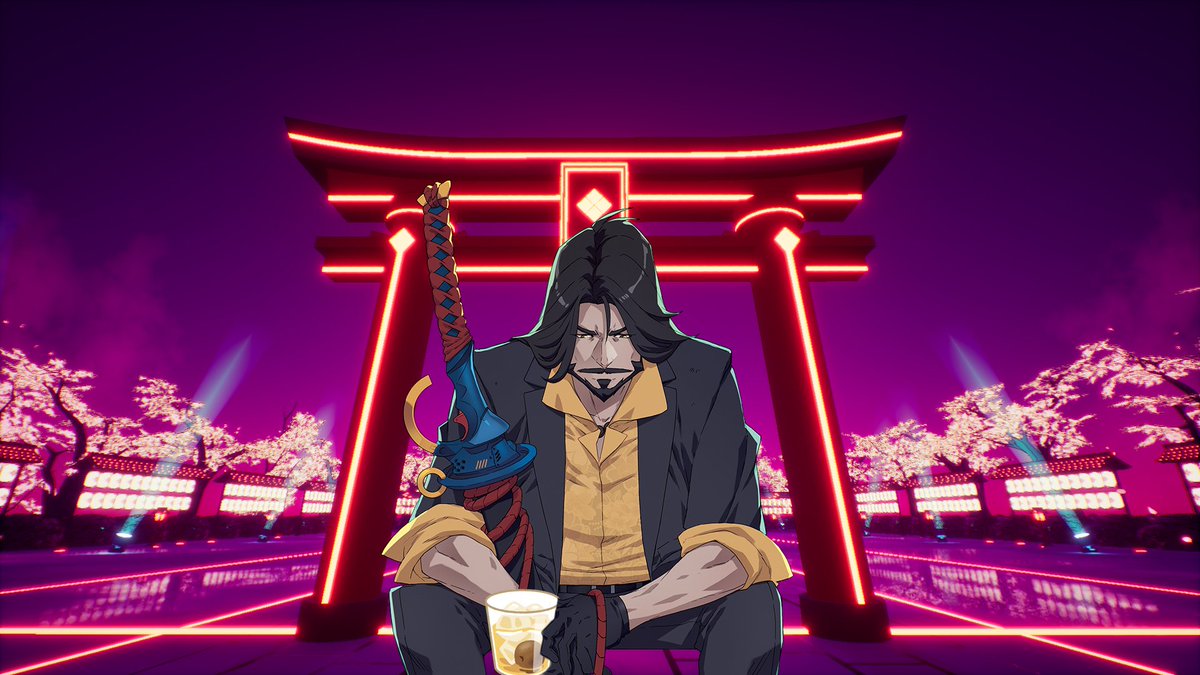 PhoenixGP_JP's tweet photo. 🎮『Tokyo Underground Killer』の世界でお花見をしませんか？💁‍♀️
ネオン輝く東京では桜も光るよ🌸
ちなみにコバヤシは梅酒ロックでお花見するのが好きらしいです🍶
＃お花見2026 https://t.co/u6h9fuuPlN