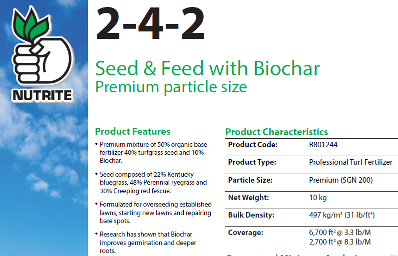 NutriteCanada's tweet photo. Get ahead this spring with 2-4-2 w/BioChar. 40% Seed, organic fertilizer and BioChar for enhanced seed germination. Great results in days! ask your Nutrite rep for details. https://t.co/uGjlBzcfks
