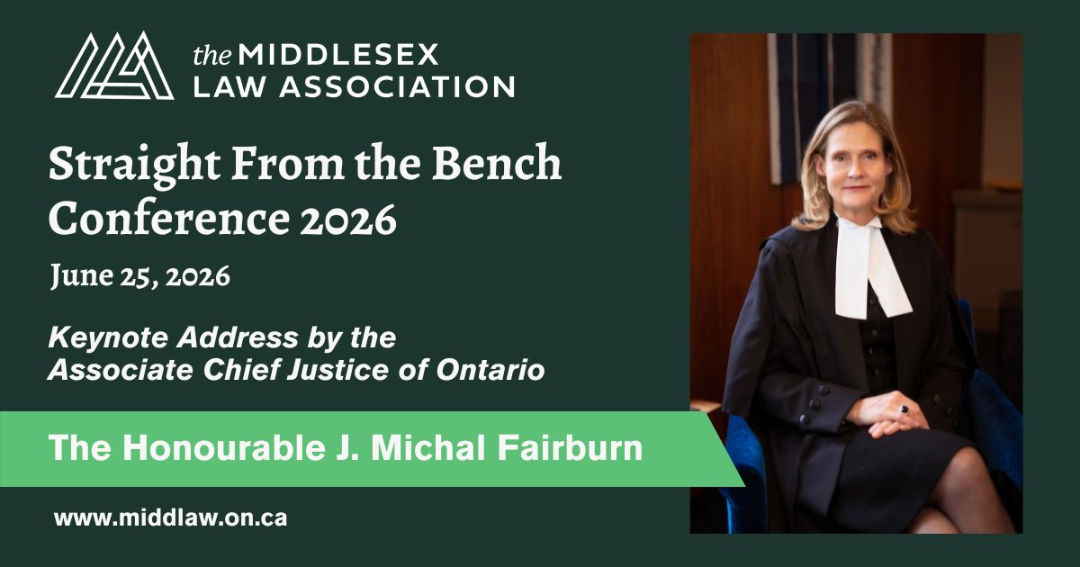 Registration is open for this year's Straight from the Bench conference with Associate Chief Justice Michal Fairburn, Regional Senior Justice Paul Howard, Justice Cary Boswell, Justice Sharon Hassan, and Associate Justice Sherry Kettle. Sign up today! 
mla8.wildapricot.org/event-6495007