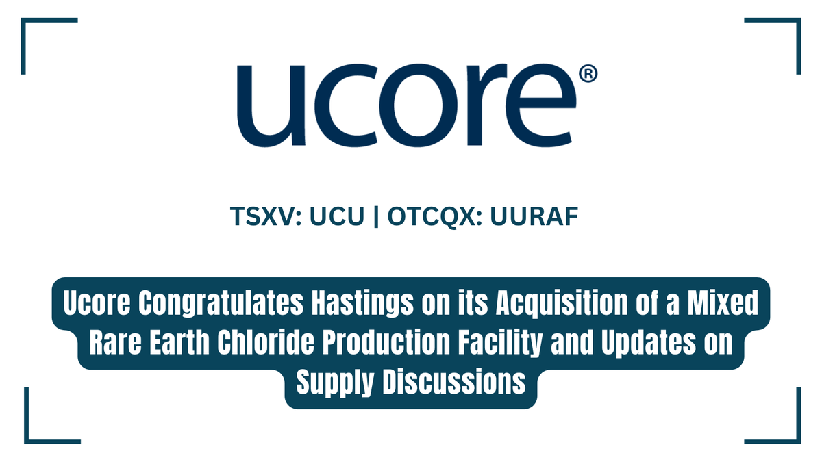 InvestorNews's tweet photo. Ucore Congratulates Hastings on its Acquisition of a Mixed Rare Earth Chloride Production Facility and Updates on Supply Discussions https://t.co/kXu4xNUT93
#RareEarths #CriticalMinerals #Ucore @Ucore $UCU.V $UURAF cc: @InvestorNews https://t.co/Sbqe8SoDAf