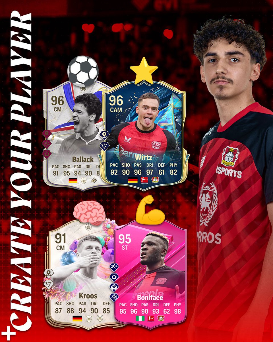 b04esports's tweet image. We asked two of our players to assemble their „Perfect Player“ using the best to ever wear the Leverkusen shirt.✨

Slide 1 or Slide 2? Who built the more clinical player? Let us know in the comments! 👇🏽

#eafc #b04esports #bayer04fussball #greatness