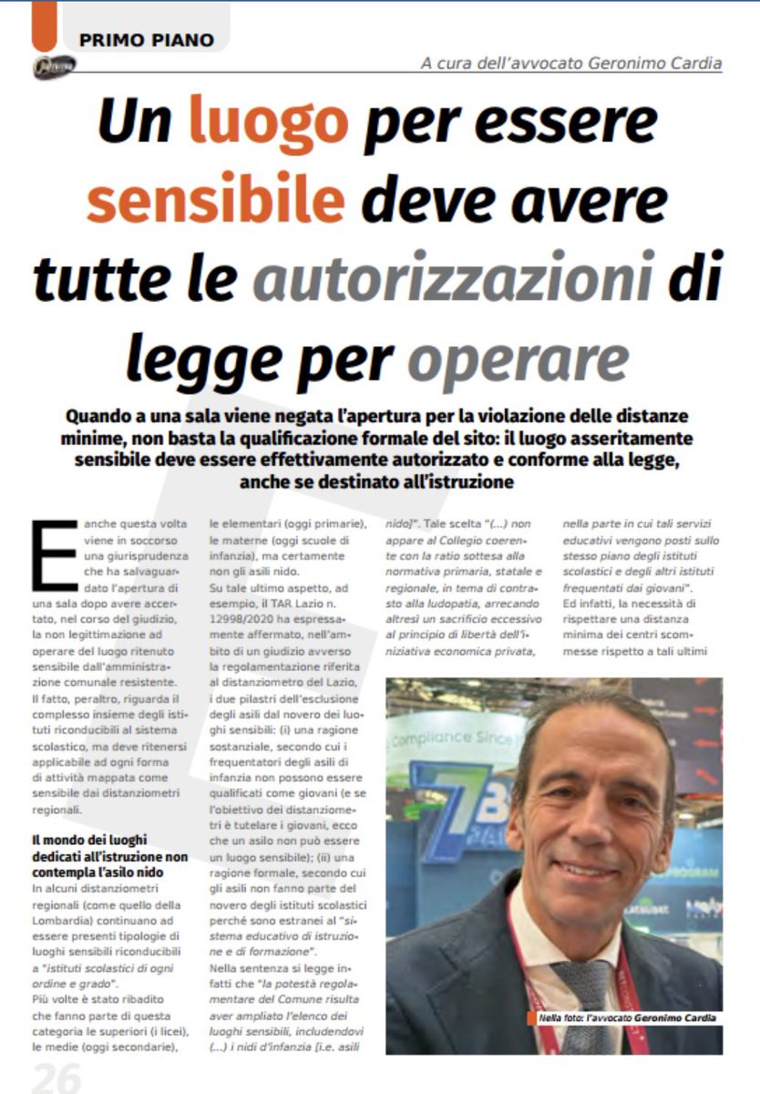 ACADI_it's tweet photo. Su @Jammasrl : "Un luogo per essere sensibile deve avere tutte le autorizzazioni di legge per operare" di @Geronimo_Cardia 

https://t.co/DdTn8IbxhH https://t.co/ckHWWH6wbK