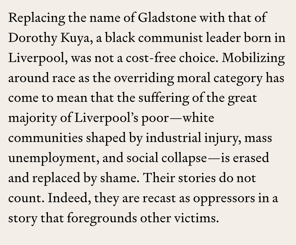 In 2021, Liverpool’s Gladstone Hall was renamed for the black communist leader Dorothy Kuya as part of a broader racial reckoning.

These moves come with a cost, sociologist Susan Pickard writes:
compactmag.com/article/in-can…