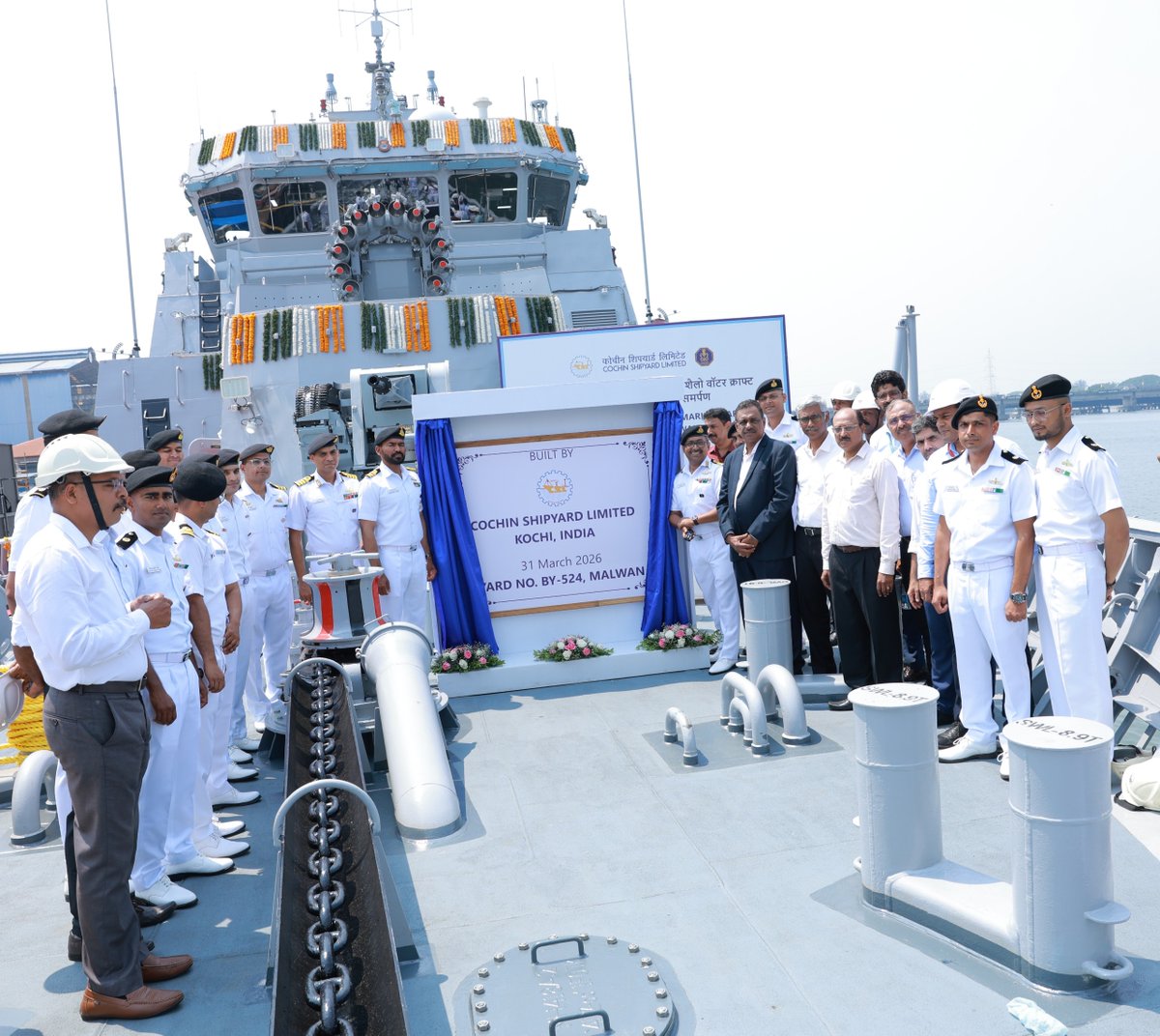 NewsIADN's tweet image. #CSL has delivered the 2nd Mahe-class ASW SWC 'INS Malwan' (8 on order) to the #IndianNavy.