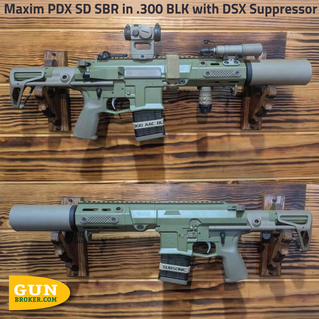 GunBroker's tweet photo. ๐ฅ Maxim PDX SD SBR (.300 BLK) #TwoStampTuesday
๐ https://t.co/A6AROS9Xx7
Compact, suppressed, and purpose-builtโthe PDX SD with DSX suppressor is all about performance in a tight package.
#GunsDaily #GunBroker https://t.co/eU31QDdCRm