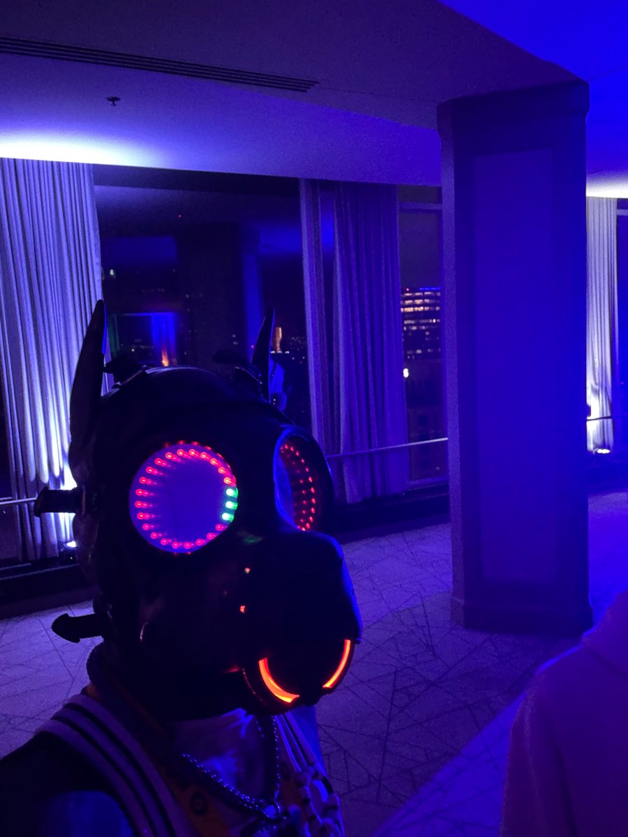 Wolfbrother2002's tweet photo. Got to wear my new custom gas mask to tff for the first time. Had a blast wearing it. Thank you @GonyAfterBark https://t.co/uuNtRs9kXK