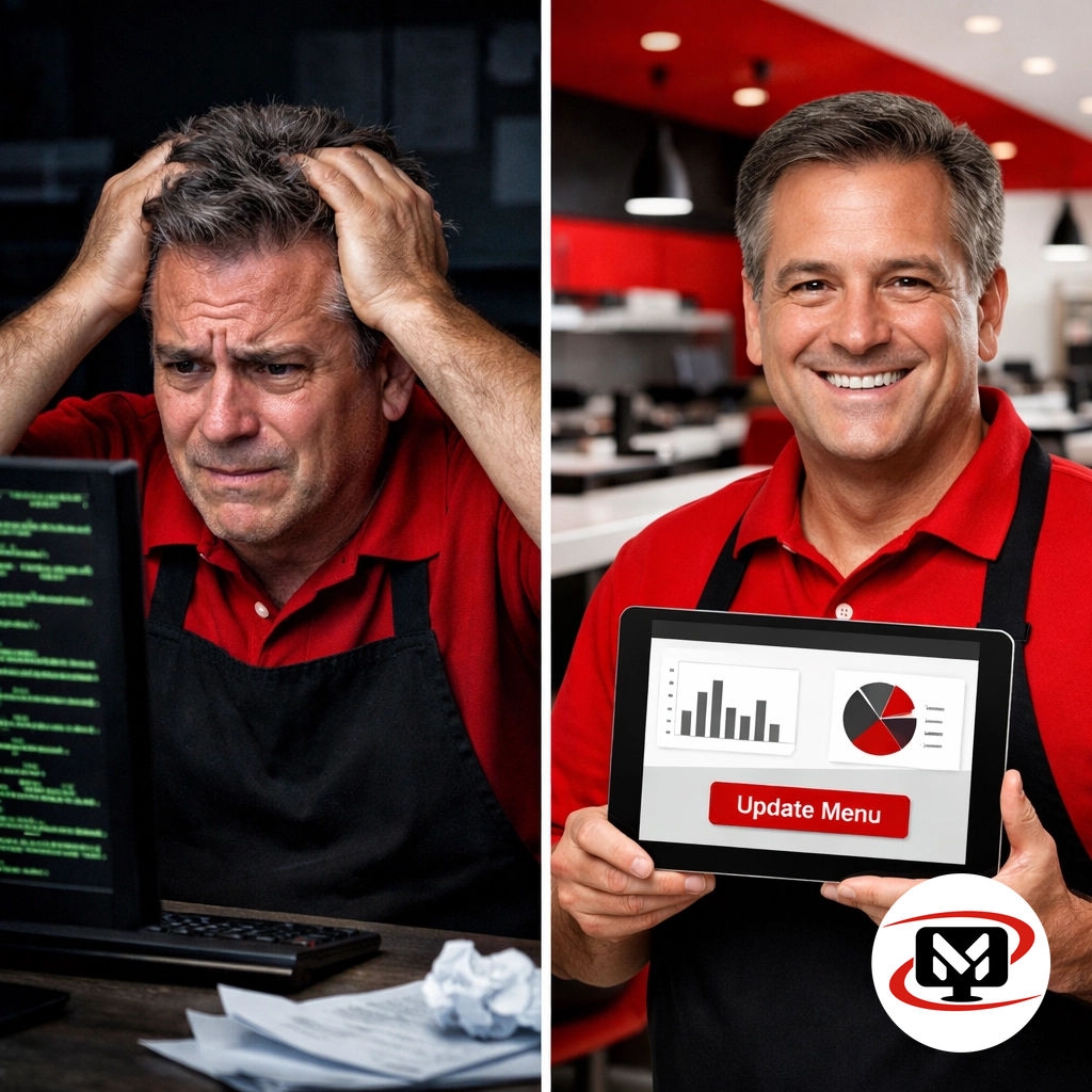 MastroTek's tweet photo. Updating your menu shouldn't feel like you're trying to hack into the mainframe. 🍕💻 We build WordPress/Joomla sites that let you change prices or specials in seconds. Control your site, don't let it control you! Call us to take back control. #MastroTek #SmallBiz https://t.co/hqp6PnWfkE