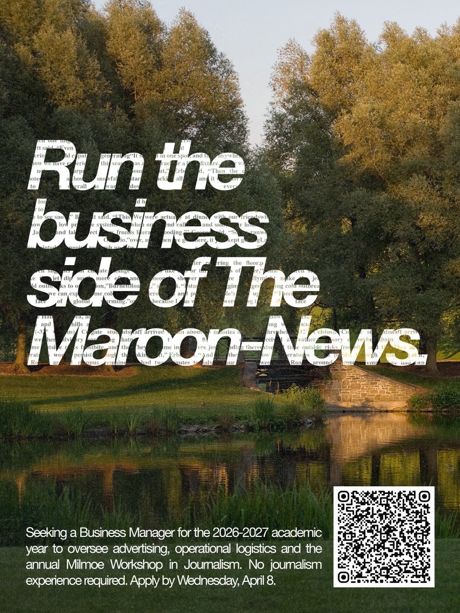 The Maroon-News is looking for our next Business Manager for the upcoming 2026-2027 academic year! 👨‍💼👩‍💼

If you are interested in managing all things finance for the paper please scan the QR code and apply by April 8th 2026!

Must be a Colgate student.