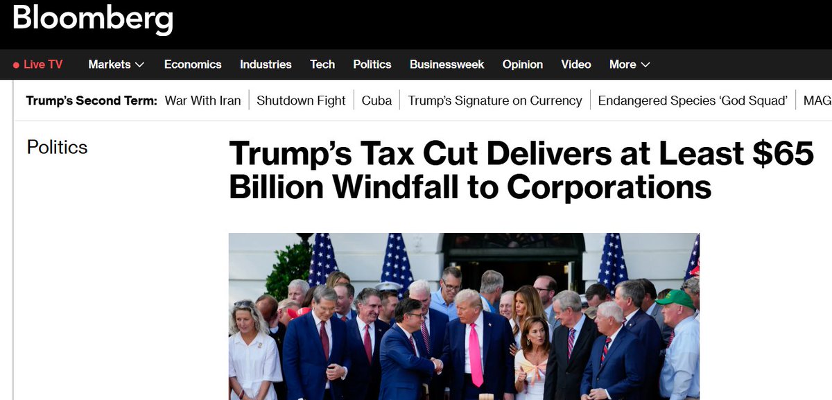 Thanks to Trump’s billionaire &amp; corporate tax giveaway, some of the largest corporations are saving billions of dollars this tax season.

The biggest winners? Big Tech, retailers, drugmakers, manufacturers, &amp; telecom giants. Meanwhile, working families struggle to afford