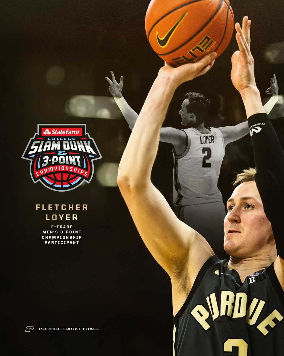 BoilerBall's tweet photo. One more time in the Gold &amp; Black.

👉 Fletcher Loyer to compete in the College 3-Point Championships. 

📅: Friday, April 3
⏰: 7 p.m. ET
📍: Hinkle Fieldhouse (Indy) https://t.co/1Lt4IP5QgJ