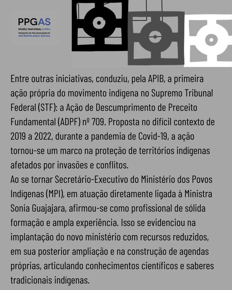 PpgasM's tweet photo. O Programa de Pós-Graduação em Antropologia Social do Museu Nacional da Universidade Federal do Rio de Janeiro (PPGAS/MN/UFRJ) saúda a posse do Dr. Eloy Terena como Ministro dos Povos Indígenas. https://t.co/EClU12KFX6