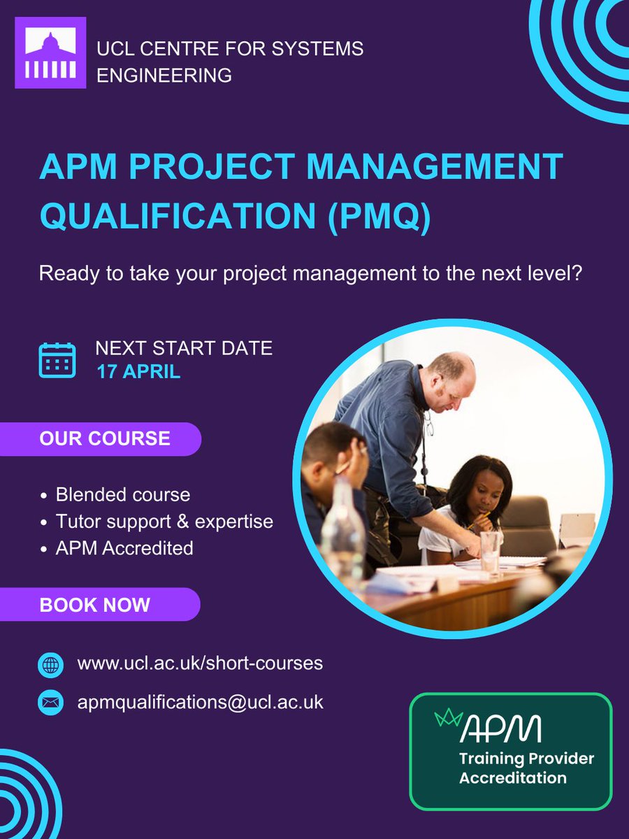 uclmaps's tweet image. Take your #ProjectManagement to the next level by joining our next APM Project Management Qualification starting 17 Apr! 🗓️ Spaces are limited, find out more and secure your spot now: ucl.ac.uk/short-courses/… 

#APM_PMQ #UCLse #CPD @MSSLSpaceLab