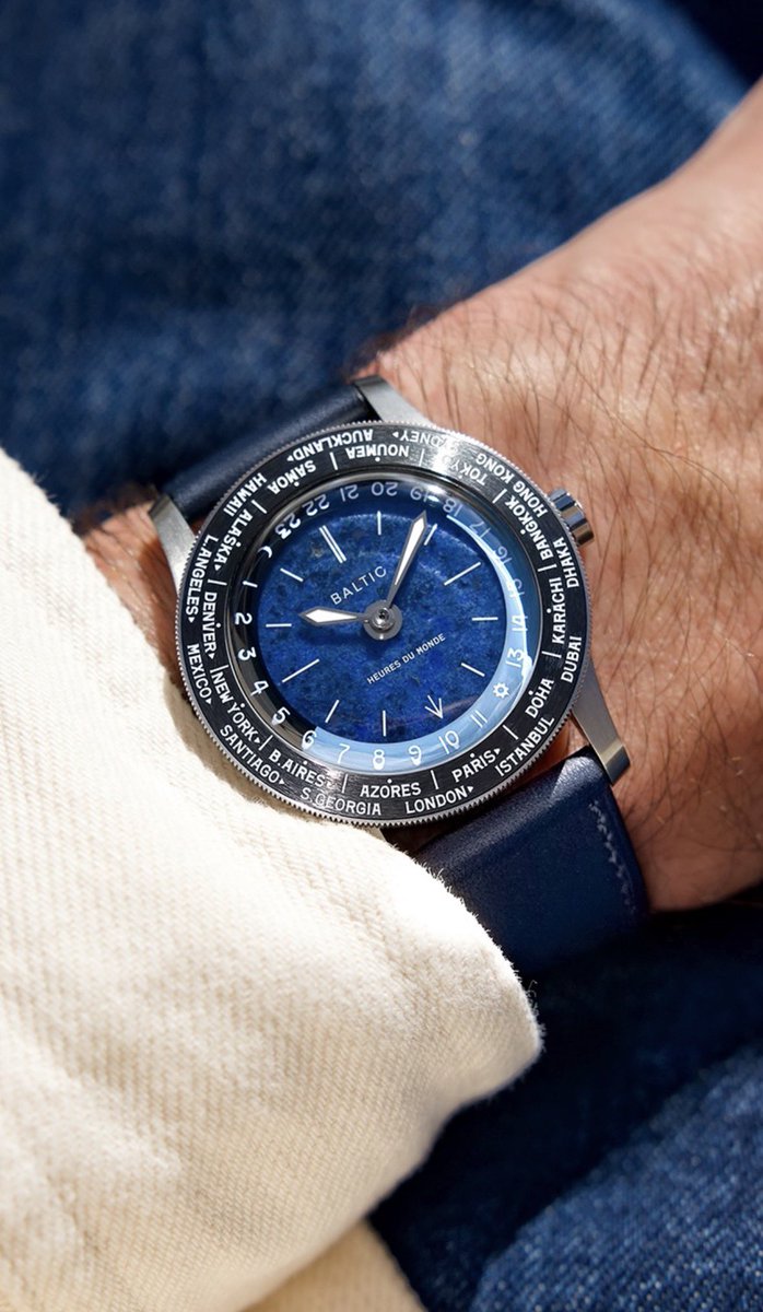 secondemorte's tweet photo. Baltic annonce sa nouvelle collection « Heures du Monde »,

 3 coloris de pierres différentes sur un modèle permettant d’afficher différents fuseaux horaires en même temps. 🌍

Boîtier acier 37mm, calibre auto suisse, étanche à 100m.

Laquelle préférez vous ? https://t.co/eggAtB4Ghj