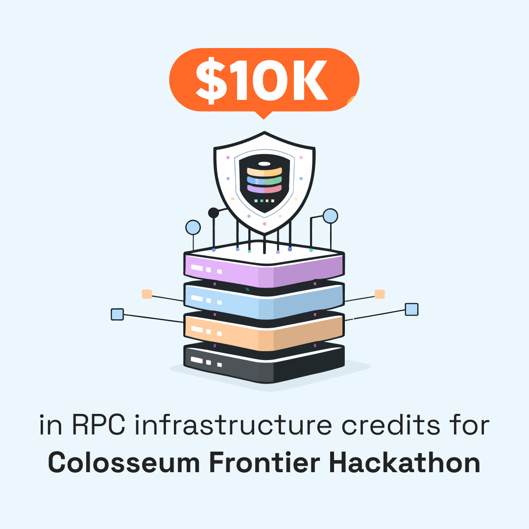 rpcfast's tweet photo. Great news! We’re supporting @colosseum Frontier builders with access to high-performance @solana RPC infrastructure via RPC Fast.

Take advantage of our reliable, low-latency infra to power your dApp. And win!

Participants and winning teams can receive infrastructure credits in the form of monthly RPC plan subscriptions (up to 3 months), also supporting up to 17 teams post-hackathon — so you can keep building without hitting infra limits.

How it works ⬇️