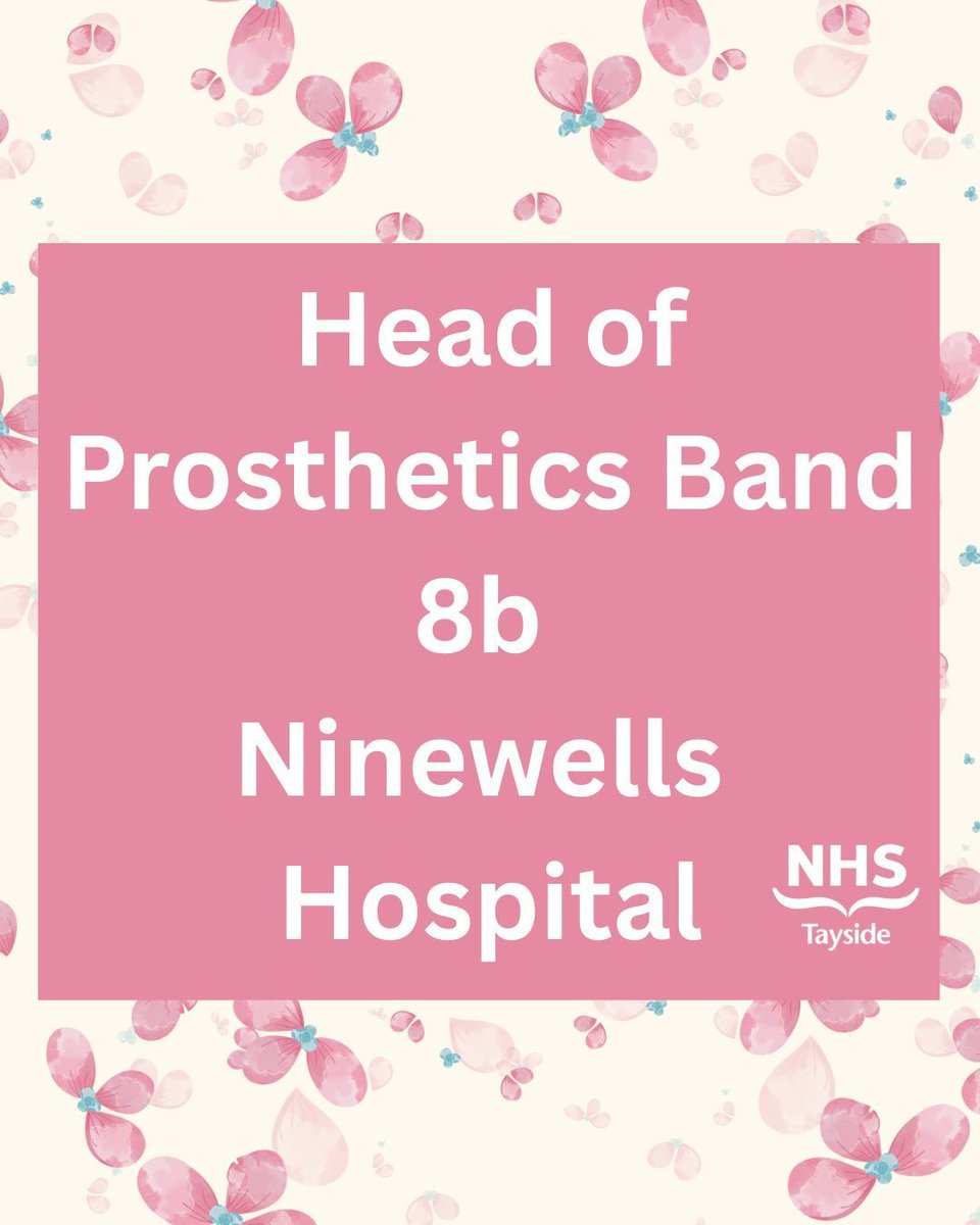 NHST_Jobs's tweet photo. 🌷 We’re hiring a Head of Prosthetics (Band 8b)! 

Lead our team at Ninewells Hospital. 

Apply today! 🌱 https://t.co/yiWV3ZTxPQ 

#NHSTayside https://t.co/IUfw848YHC