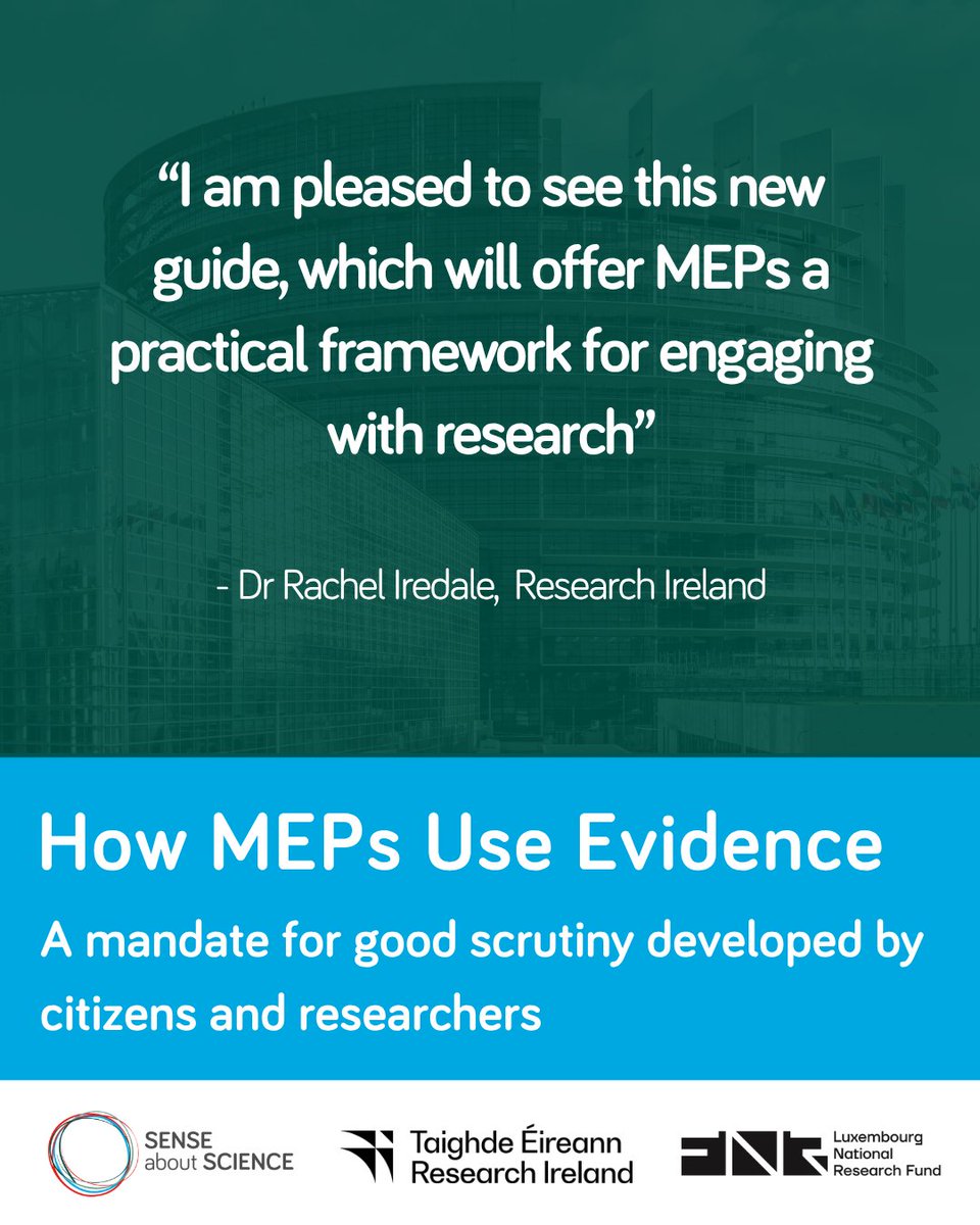 SenseScienceEU's tweet photo. Dr Rachel Iredale of Research Ireland on what our new guide offers MEPs.

Created in partnership with Research Ireland and @FnrLux, the guide offers a practical framework for using evidence in decision-making.

👉 Read it here: https://t.co/eifXCeZXgp https://t.co/9jpcVuPkpi