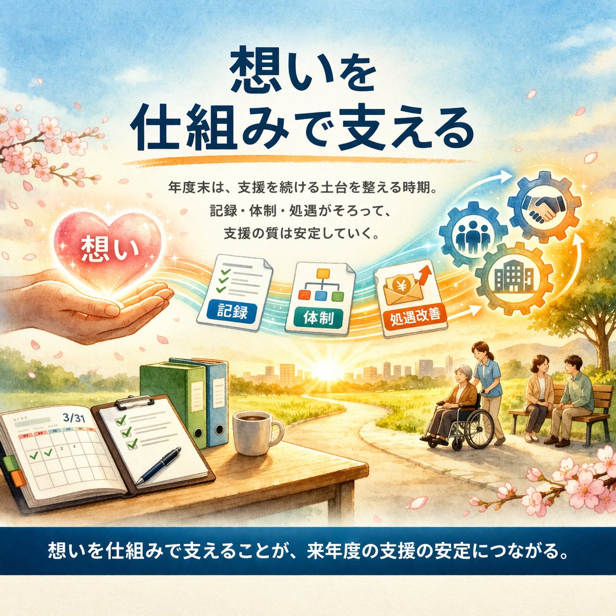 SHIFT_LIORA's tweet photo. 年度末に見直すべきなのは、
書類だけではありません。

支援は想いだけでは続かず、
記録・体制・処遇
が揃って初めて安定します。

想いを仕組みで支えることが、
来年度の支援の質につながります。

#障がい福祉 #体制整備 https://t.co/B85oJMbHa5