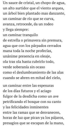 Escribe Octavio Paz: «Cada poeta inventa a un poeta que es el autor de sus poemas». El poeta que escribió Piedra de sol es, para mí, aquel en el que confluyen las sangres precolombinas y tiene un ritmo cósmico que hipnotiza y estremece. Así comienza: