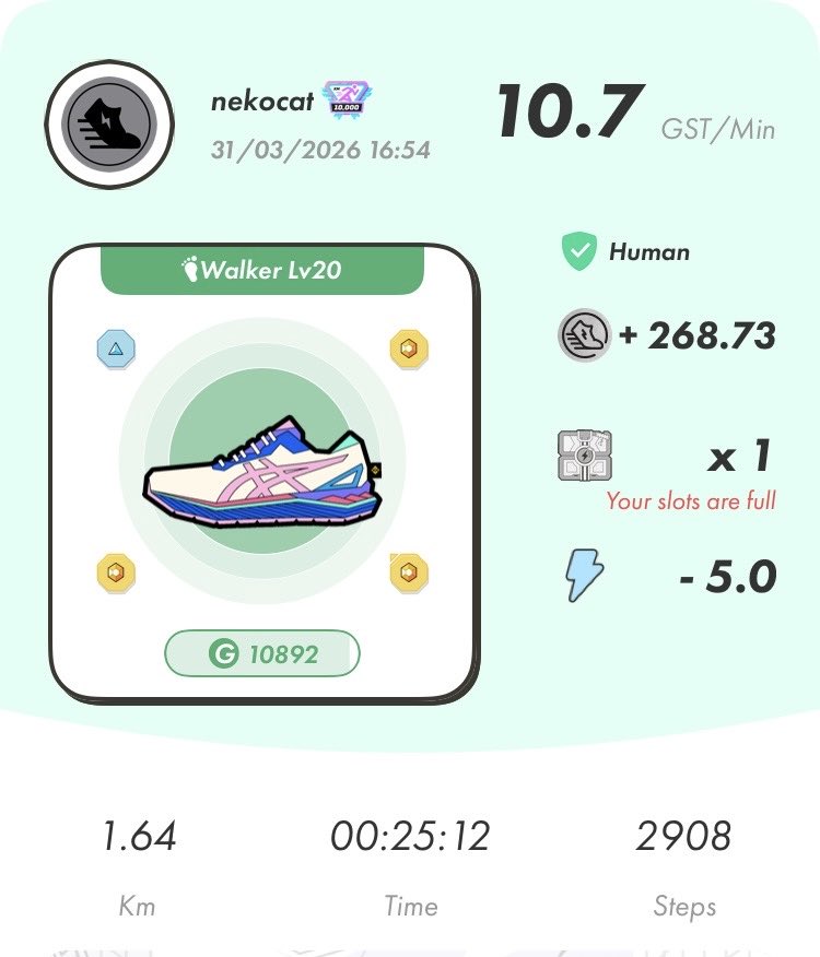 nekocatbtc's tweet image. 歩いたー👟🐈
イベントきっかけにALLTIME順位どこまで駆け上がれるかな。 なかなか差が縮まらない。　#STEPN #STEPNGO #Achiever