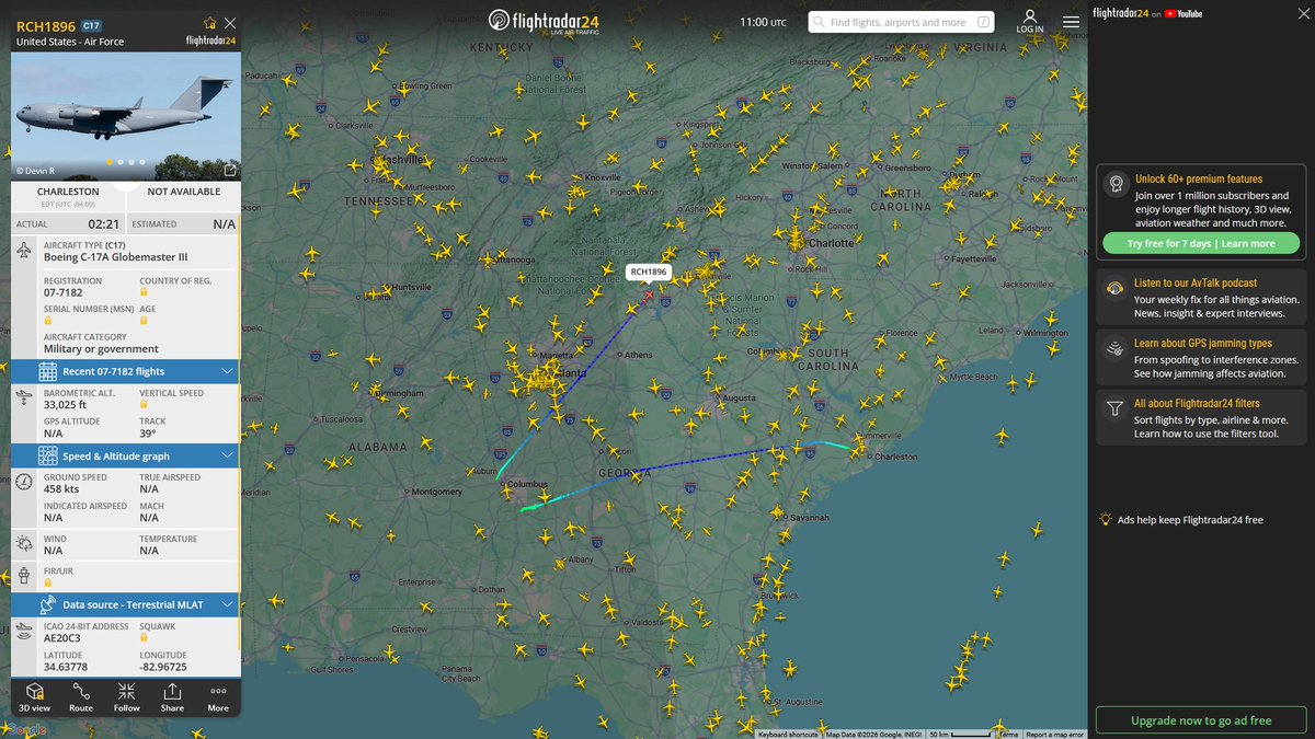 AIYeyENGDdJkjTr's tweet image. Mar. 31, 2026
#Joint Base Charleston #Columbus AFB, Mississippi ==&amp;gt; #Portsmouth ANGB 

#RCH1896 #AE20C3 USAF C-17A Globemaster III