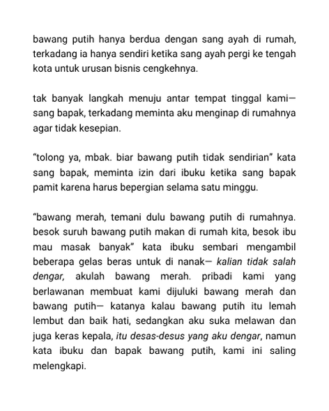jika bawang merah dan bawang putih adalah tetangga, bukan saudara karena bapak dan ibu mereka berdua menikah karena lelah menjadi duda dan janda.

tags: wuhluhwuh, *ver *timulate, *esbian *ex, first timer, delapan belas coret.