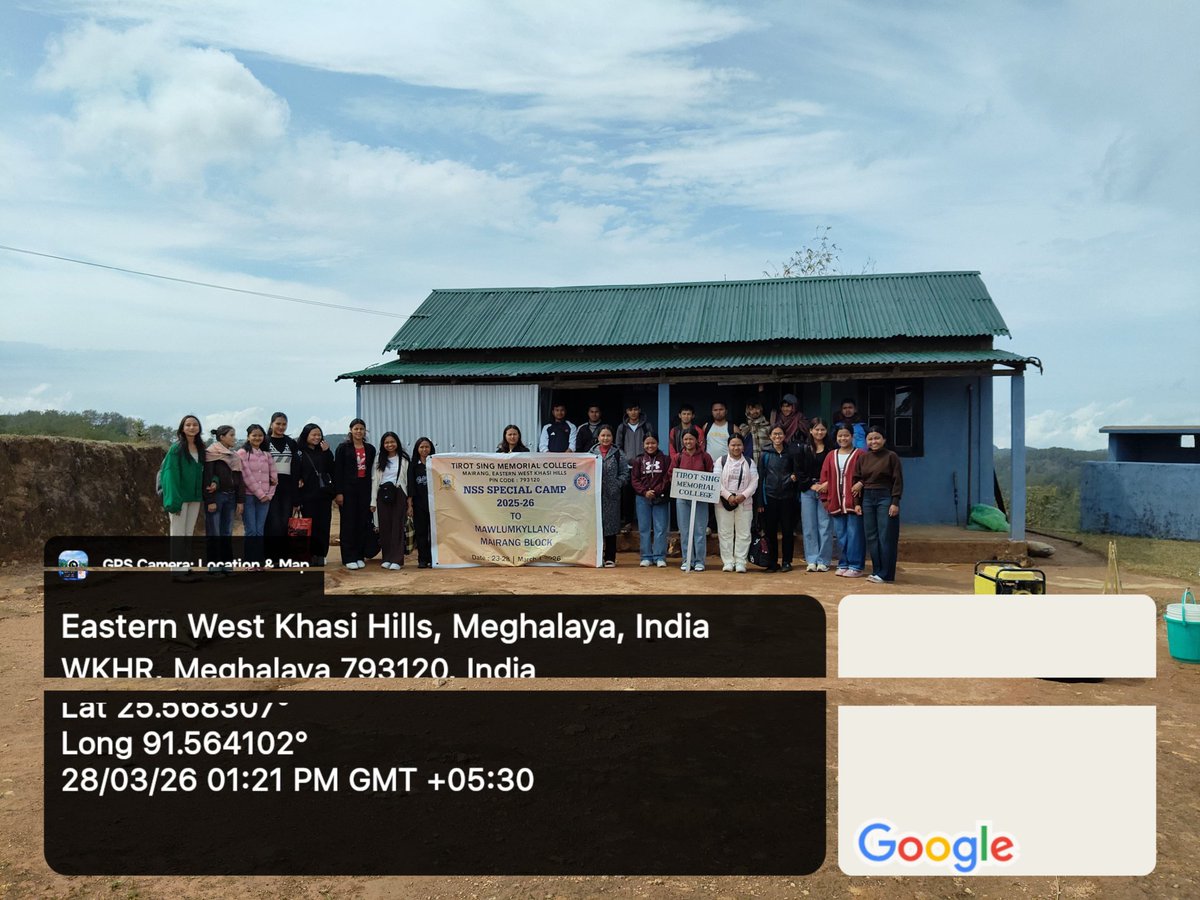 NSS Unit Tirot Sing Memorial College Mairang organised a Special Camp from 23rd to 28th March 2026 @ adopted village Mawlumkyllang. Activities include Cleaning Driver, health sensitisation, community discussion on various social issues etc. 
<a href="/nss_rdguwahati/">NSS RD Guwahati</a> 
<a href="/CellNehu/">NSS Cell- NEHU</a>