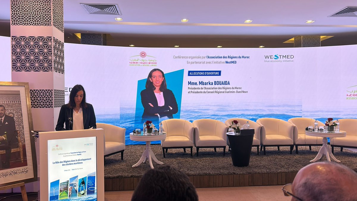WestMedStrat's tweet image. Happening in Morocco today! A high‑profile event to initiate a strategic dialogue on approaches aligned with Morocco’s regional specificities and identify operational recommendations to strengthen the sustainable #BlueEconomy.

Hosted by #ARM (Association des Régions du Maroc)