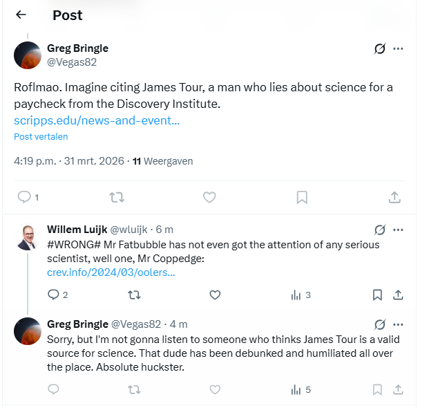 Yes! Today I received my first block on X, partly thanks to you <a href="/DrJamesTour/">Dr James Tour</a>! It is an honor for me to support your ideas. Ultimately, everything can be traced back to the suffering and the resurrection of the Lord.