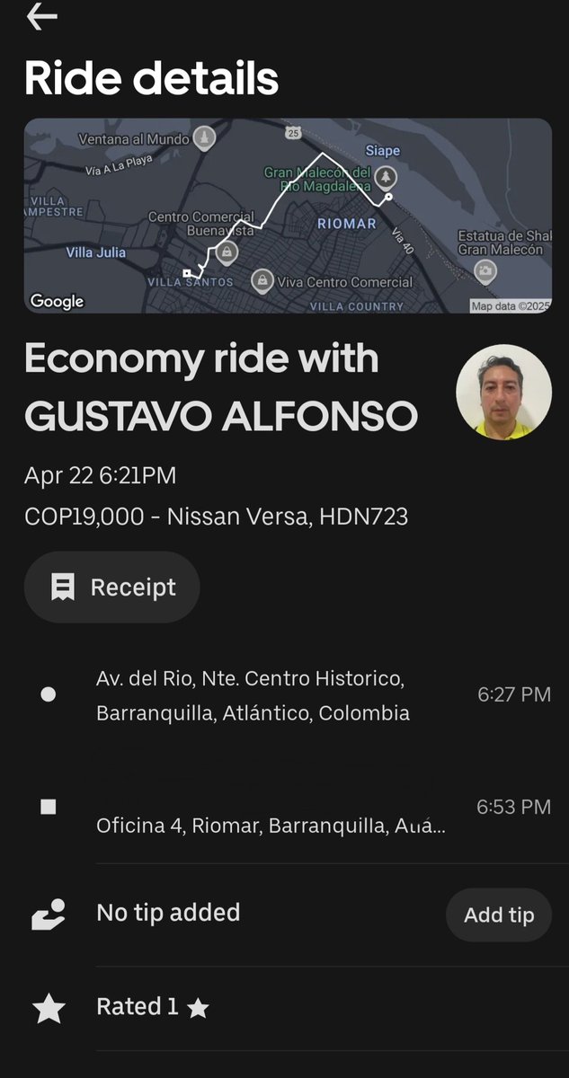 AnnaCata's tweet photo. Casi 1 año ha pasado dsd que dejé una bicicleta en el baul de un carro que alquilé a través de @Uber_Col  y según ellos,no han podido confirmar ninsiquiera mis datos. Les he enviado varias veces foto de este registro q ellos mismos tienen @TransitoBaq @sicsuper @PoliciaColombia https://t.co/GXBXO0GELd