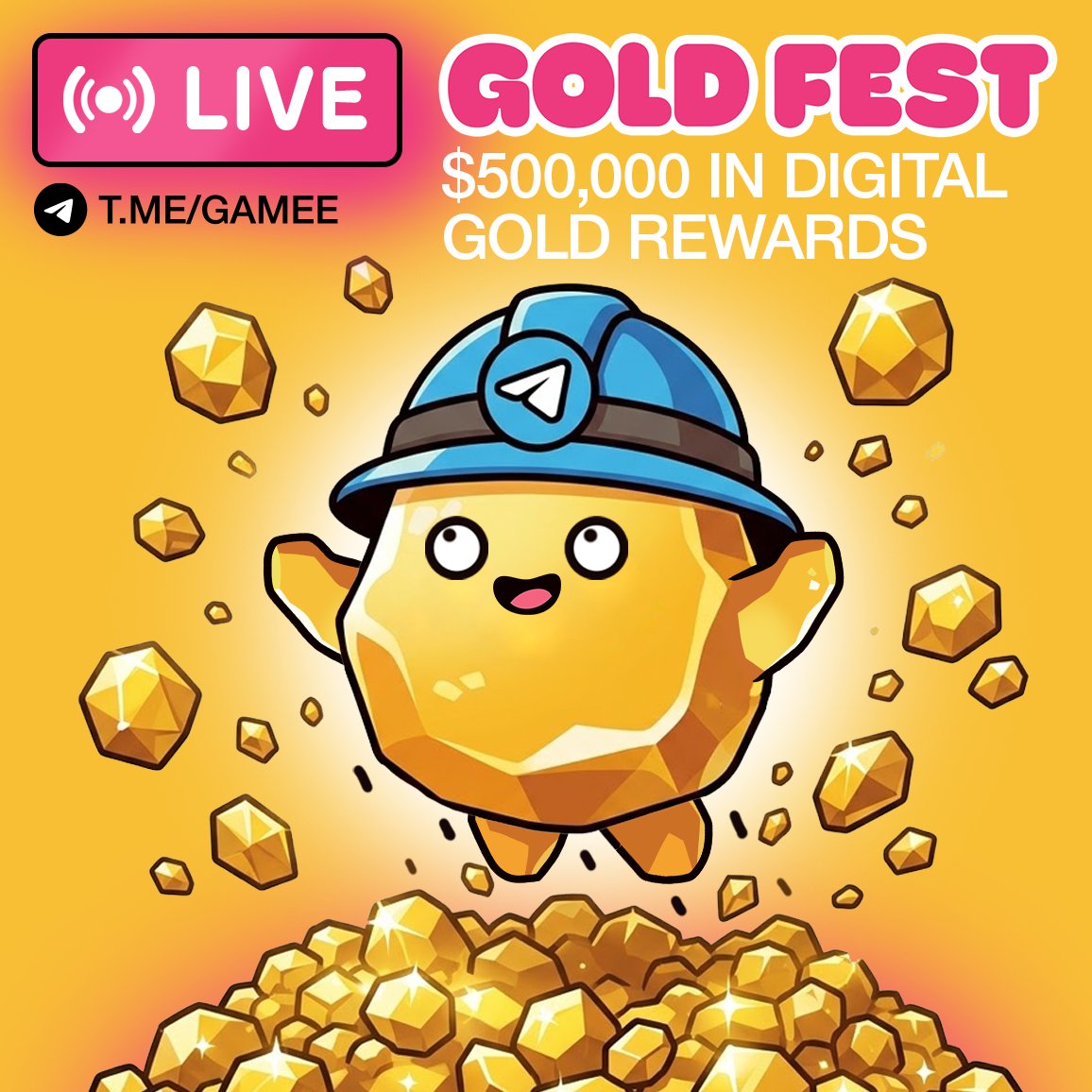 Gold Fest is officially live! 💥

Enter the GAMEE app to play for a $500,000 prize pool in gold-backed tokens.

Press release: gamee.medium.com/gamee-launches…

🎮 t.me/gamee/start
#GoldFest #PlayForGold