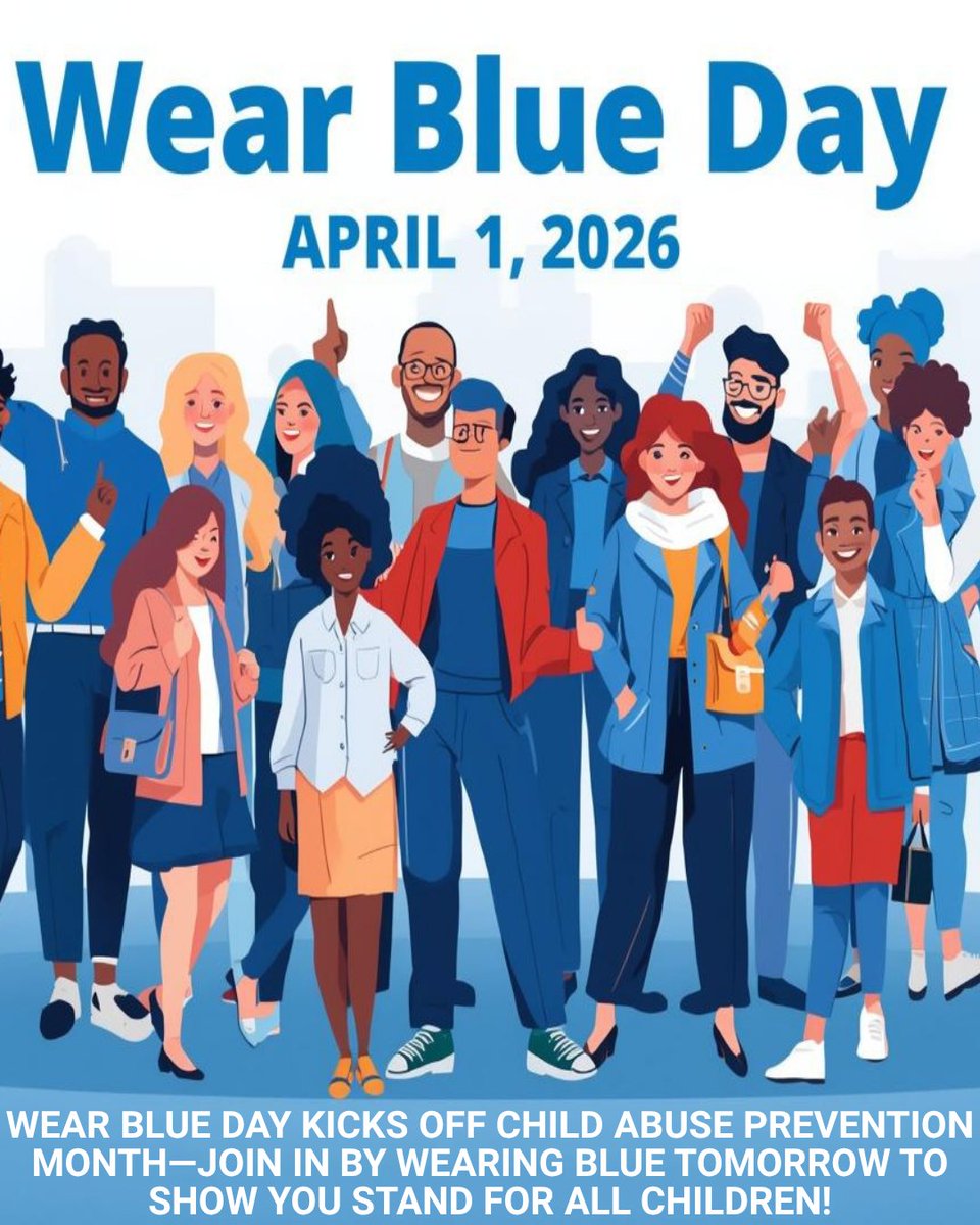 PutnamCAC's tweet photo. Tomorrow we wear blue 💙
Join us in standing up for children and raising awareness for Child Abuse Prevention Month. #WearBlueDay https://t.co/gl2P569azs