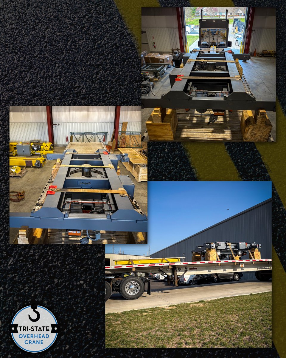 TSOCSales's tweet photo. Monday morning started with the shipment of this custom 1-ton under running double girder bridge crane. The system features a specialized Electrolift twin hook rotating hoist with hooks spaced 8 feet apart. https://t.co/LXmA36a2gl