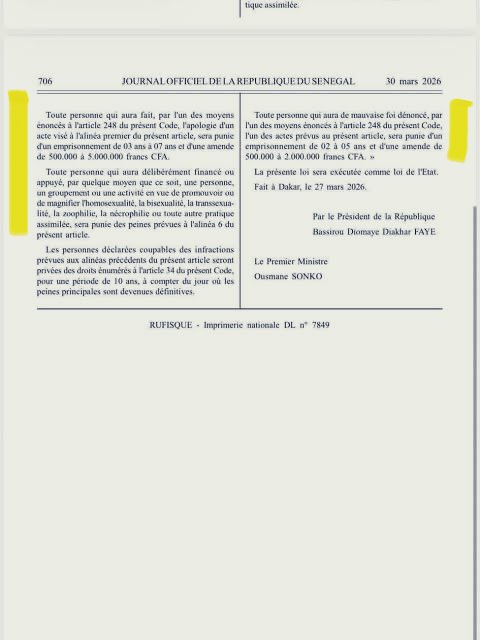 La loi modifiant l’article 319 du code pénal a été promulguée au Sénégal 🇸🇳. Bassirou Diomaye Faye a plus de cran que John Mahama 🇬🇭 qui mettait la pression sur Akufo Addo pour qu’il promulgue une loi similaire au Ghana, mais qui a peur de signer depuis qu’il est président.