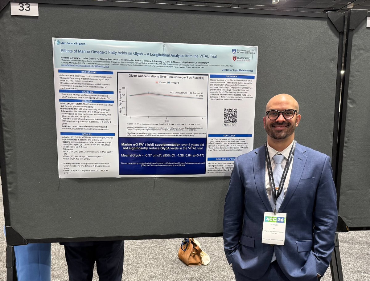 SamiaMoraMD's tweet image. What are the effects of #omega3 on biomarkers of #inflammation?
Rising star @Ronaldo_CFF and soon to be cardiology fellow at #OHSU Knight Cardiovascular Institute at  #ACC26