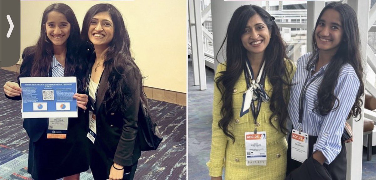 purviparwani's tweet image. Watching @ENachnani grow has been such a joy — now taller  and only a few years away from college! It’s amazing to see her come back at #ACC with her continued passion for cardiology! This year, she presented a poster on microplastics and #CVHealth at #ACC26. Truly an inspiring