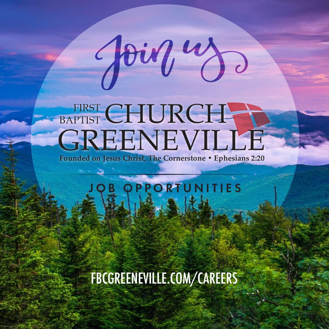 Know someone who is passionate about serving our congregation and community? We invite you to explore these opportunities and apply. Visit our career page for more details:

👉 fbcgreeneville.com/careers

#FBCGville #JoinOurTeam #JobOpportunity #GreenevilleTN #MinistryCareers