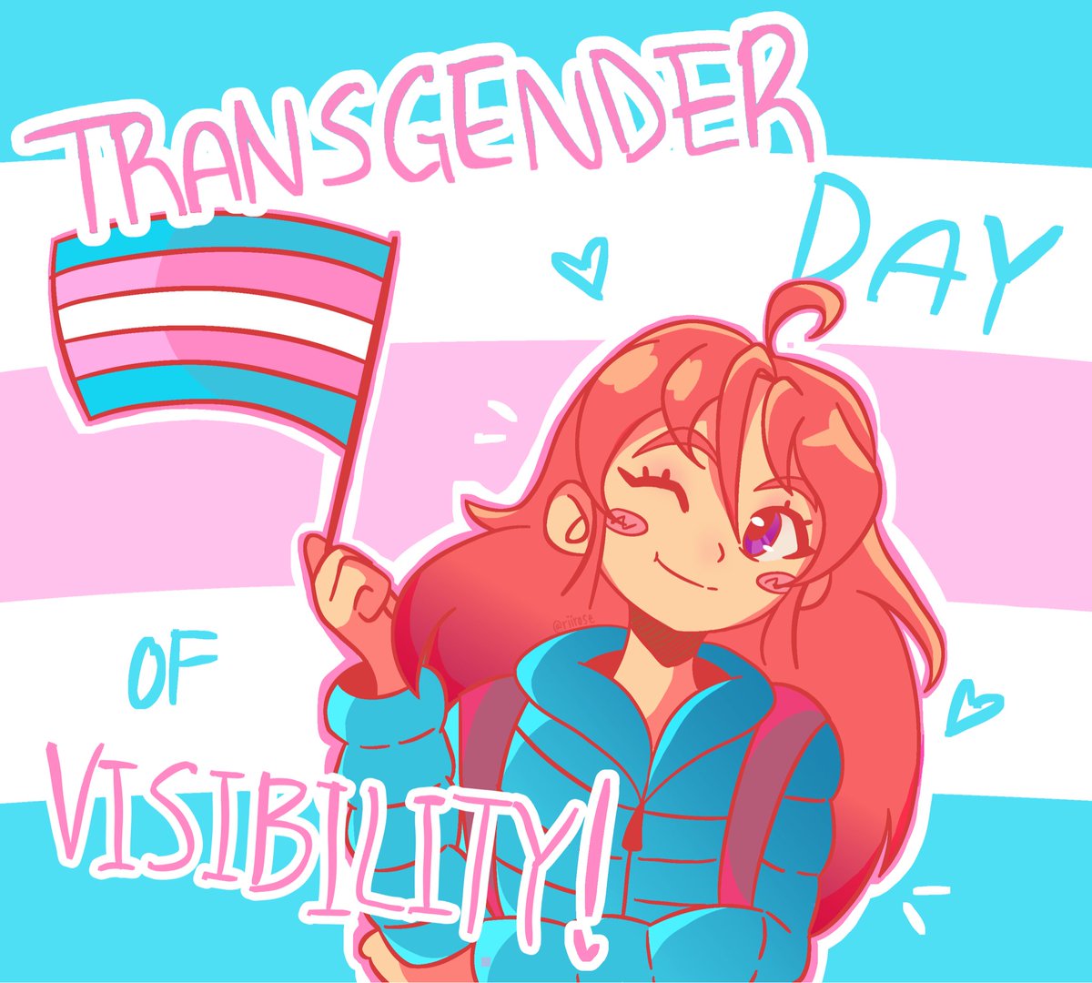 riirose_'s tweet photo. happy transgender day of visibility! :D 🏳️‍⚧️ art by me 💓 https://t.co/YrR0DvnOHT