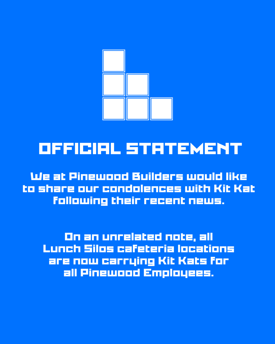 PinewoodRBLX's tweet photo. Official Statement: https://t.co/mgOPZrmGDk