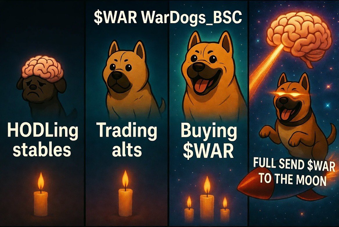 🐶 WARDOGS ASSEMBLE – FULL SEND MODE ACTIVATED 🚀💎

Other alts looking sad when they see what’s coming...

Then the pack levels up:

From HODLing stables → Trading alts → Buying $WAR → FULL SEND $WAR TO THE MOON 🌕

Diamond paws only. WarDogs take flight. No weak hands in