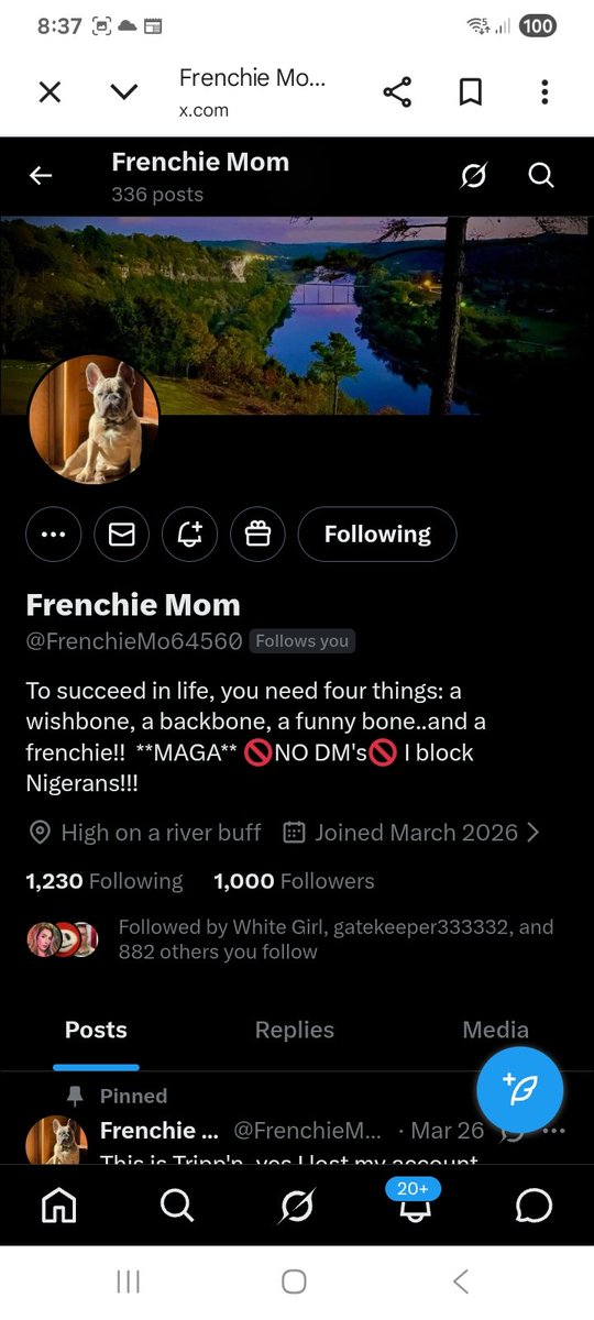 Two great accounts that follow back looking for new connections to follow 
<a href="/SolomonKing17/">Solomon King 🇺🇲 ✝️</a> 
<a href="/FrenchieMo64560/">Frenchie Mom</a> 
F*R
🇺🇸