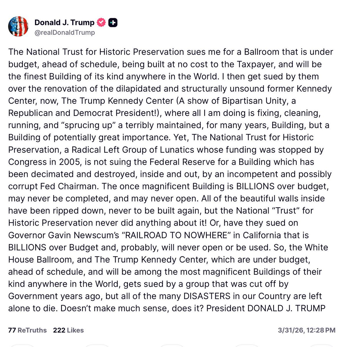 Donald J Trump Posts TruthSocial tweet media