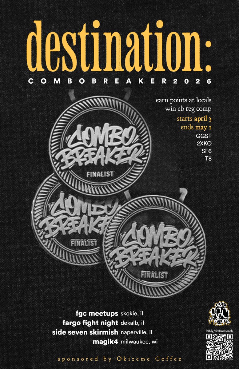 we’re so back with another destination: combo breaker 2026 circuit begins april 3rd

earn points at four different locals
win cb2026 registration comp

ends may 1

info page in replies / qr