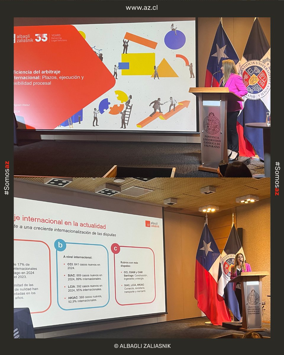 Con gran éxito nuestra socia Ariela Agosin participó como expositora en el seminario “Litigación Compleja: Arbitraje Comercial Internacional”, organizado por la Facultad y Escuela de Derecho PUCV, para analizar los principales desafíos del arbitraje en un contexto global.

#az