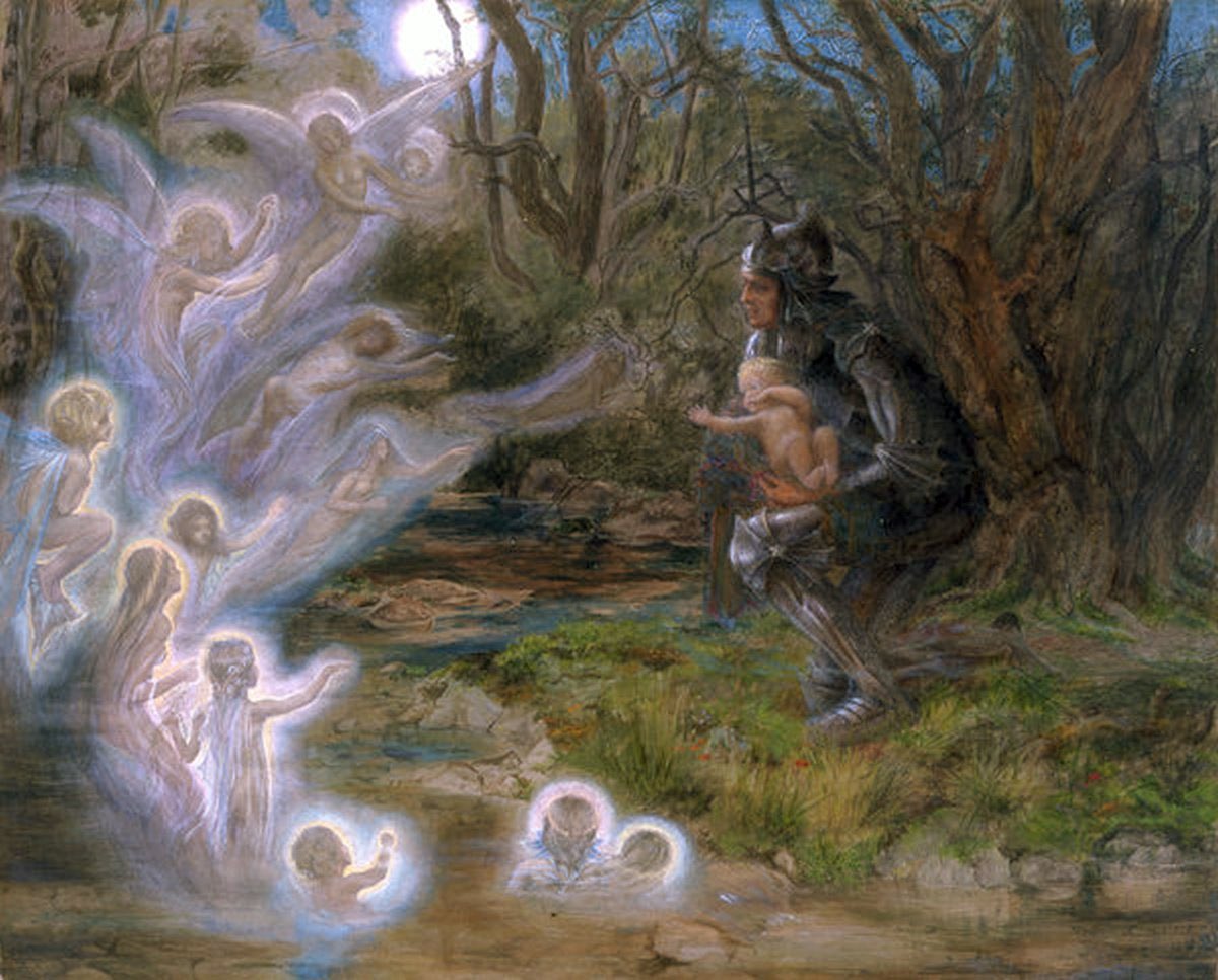 BluebellRaven's tweet photo. “Fairies Bless the Newborn Child” (1923) by English artist Estella Canziani https://t.co/AwaDmzTKjG