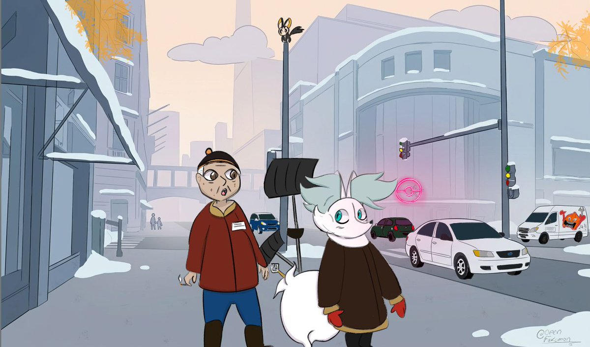 Openfakemon's tweet photo. Nieve en tu entrada? eso no es problema para el servicio de limpieza de entradas donde trabaja Arctic Braixen y su experimentado jefe. Arctic Braixen disuelve y deja protegida tu entrada con su ceniza Blanca para una acabado duradero!❄️🦊🔥 #Braixen #テールナー #フォッコ https://t.co/5eqRBThE9g