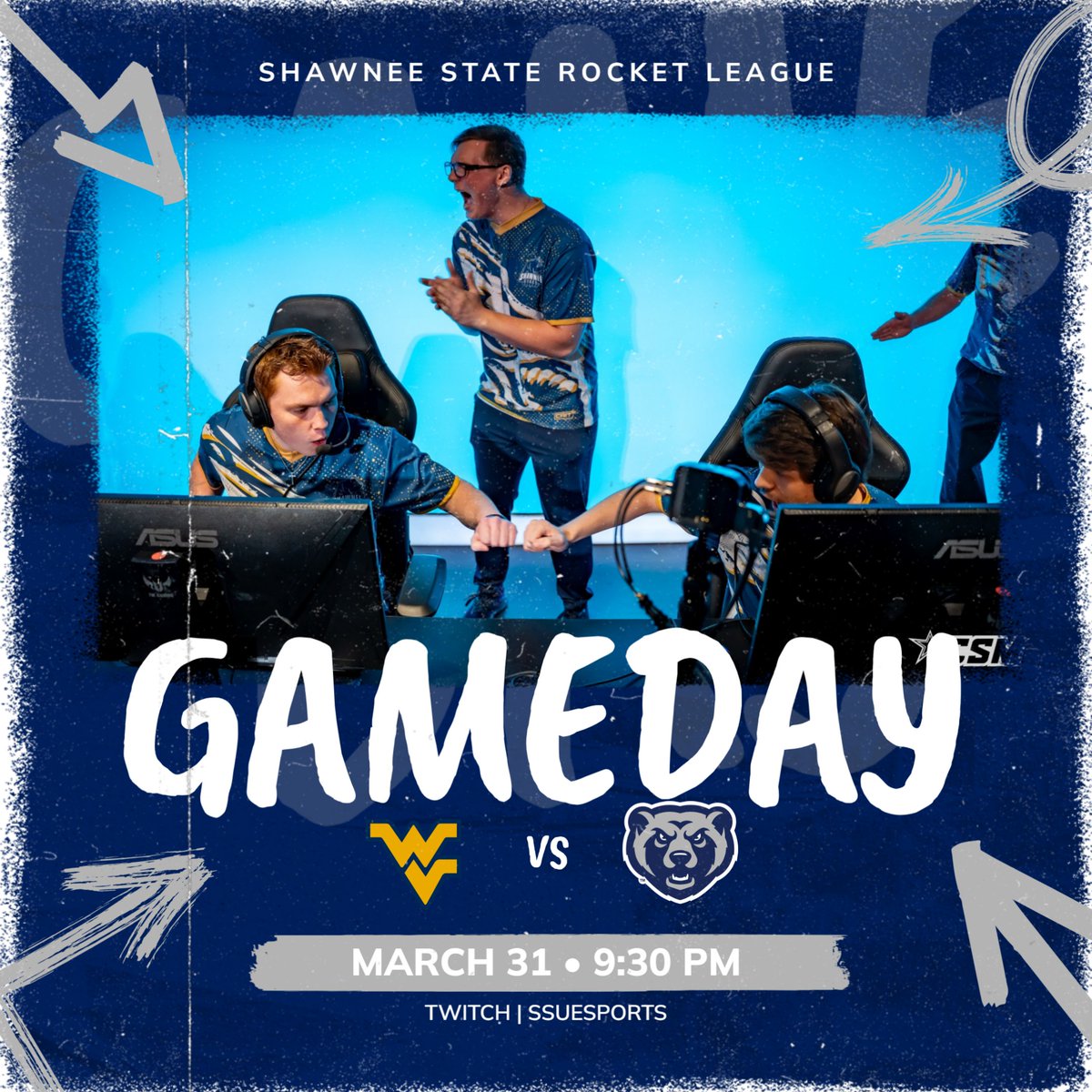 SSUEsports's tweet image. first step to winning is believing you can

Shawnee State Esports takes on West Virginia Esports TONIGHT in the round of 16 for NACE playoffs🔥

tune in and support your bears as they look to go punch their ticket to OrLANdo🏖️

📺twitch.tv/ssuesports

#SSUesports #PawsUp