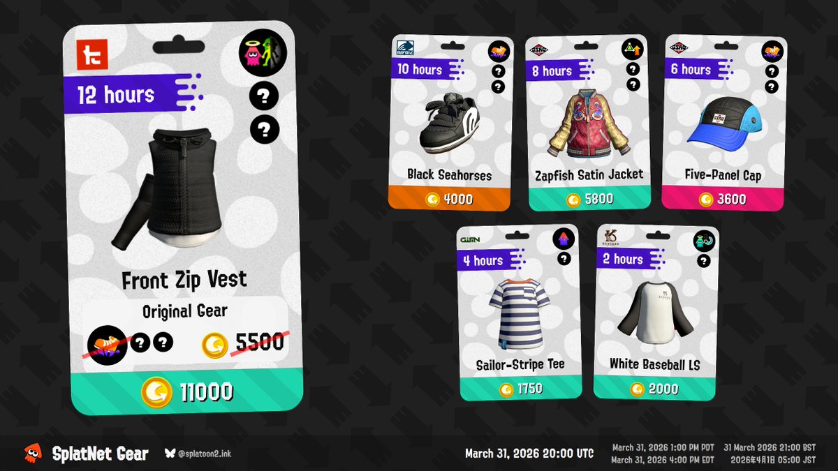 Up now on SplatNet: Front Zip Vest with Haunt #splatnet2
