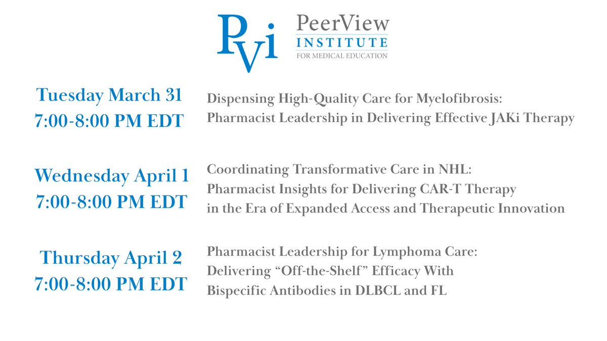 HOPArx's tweet photo. Still need CE credits after #HOPA2026? Check out these Post-Annual Conference Virtual Symposia by @PeerView Institute for Medical Education. The first symposium, on JAKi Therapy, takes place today @ 7PM EDT, so don't miss out! https://t.co/eUxNPkCwZP https://t.co/cKdeqNxe2x